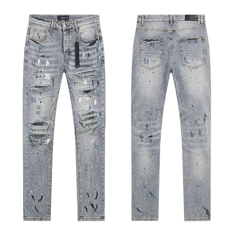 Other Distressed Light Blue Jeans with Paint Splatter Effect Blue - 1