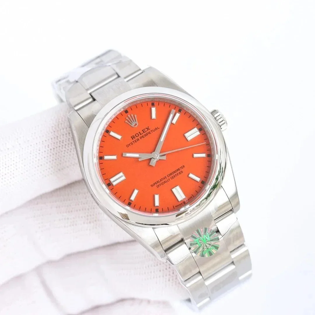 Rolex Rolex Oyster Perpetual Orange Dial Watch Silver