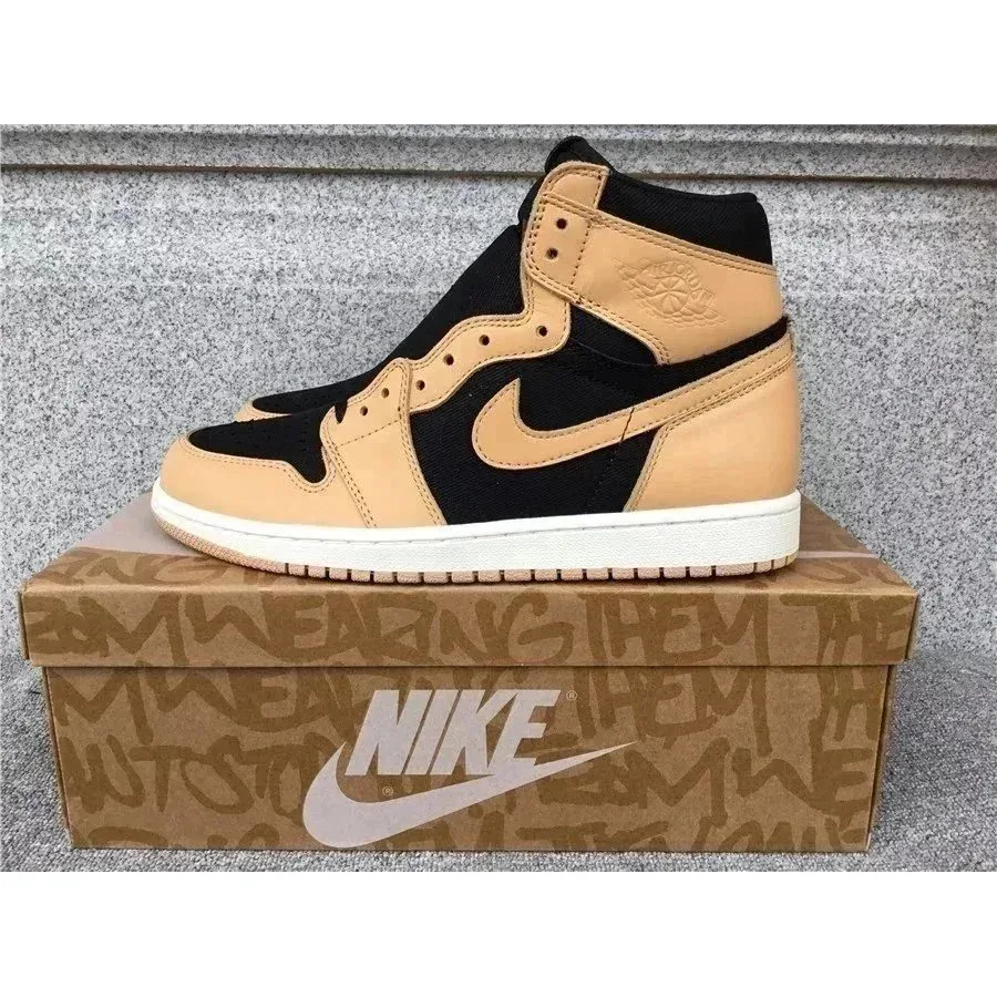 Nike Nike Air Jordan 1 Tan/Black Sneakers Brown - 1