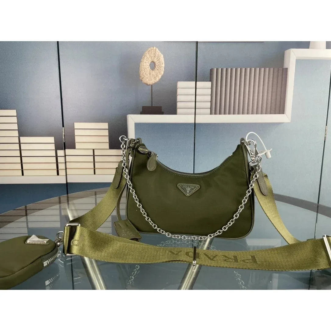 Prada Prada Re-Nylon 051-3 Olive Green Shoulder Bag Green