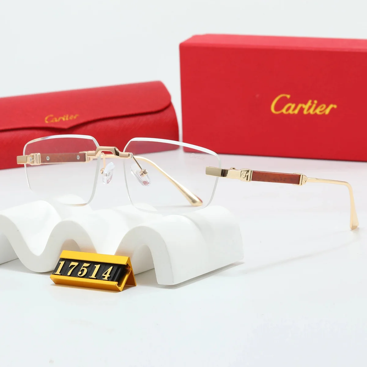 Cartier Cartier Soleil Blanc Gold Rimless Eyeglasses Gold - 1