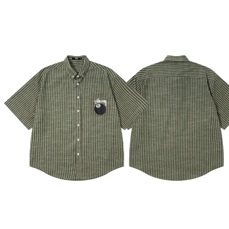 Stussy Stussy Stüssy Stripe Pocket Shirt Olive Green Green - 1
