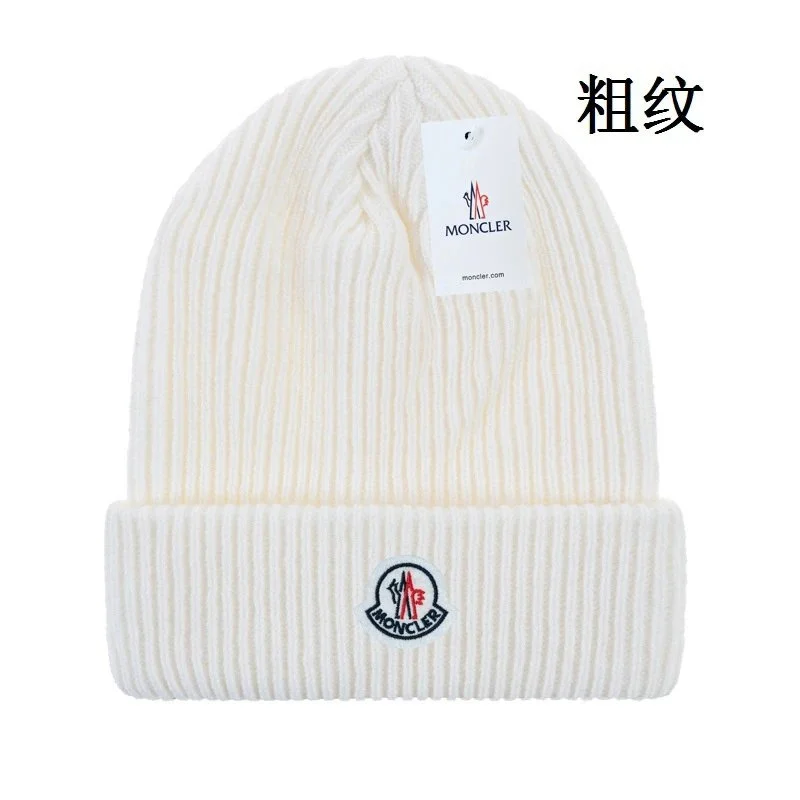 Moncler Moncler Ribbed Knit Beanie Cream Cream
