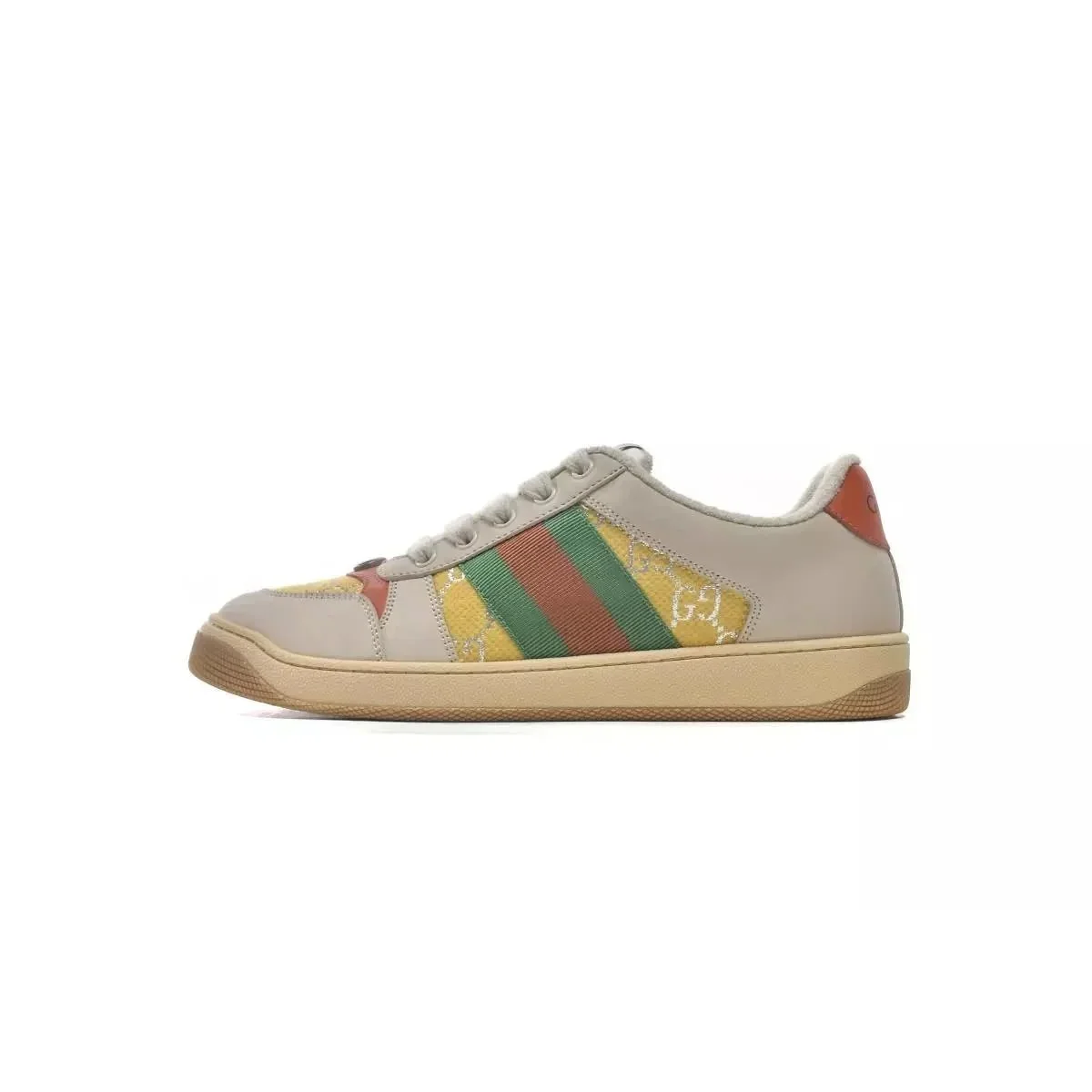 Gucci Gucci GG Supreme Yellow Orange Striped Sneakers Multicolor