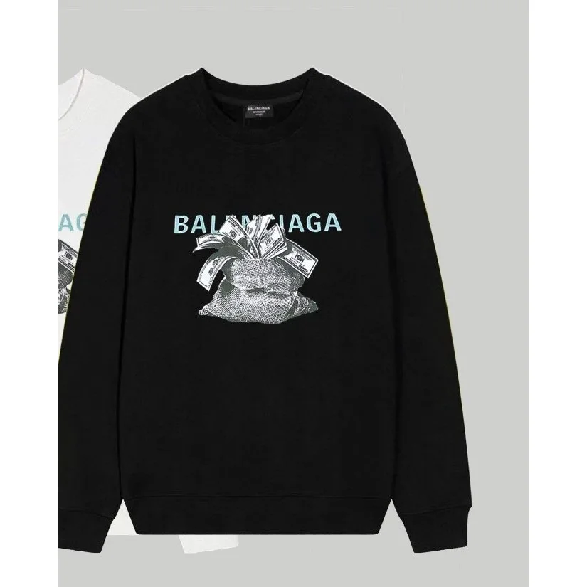 Balenciaga Balenciaga Money Print Crewneck Sweatshirt Black Black - 1
