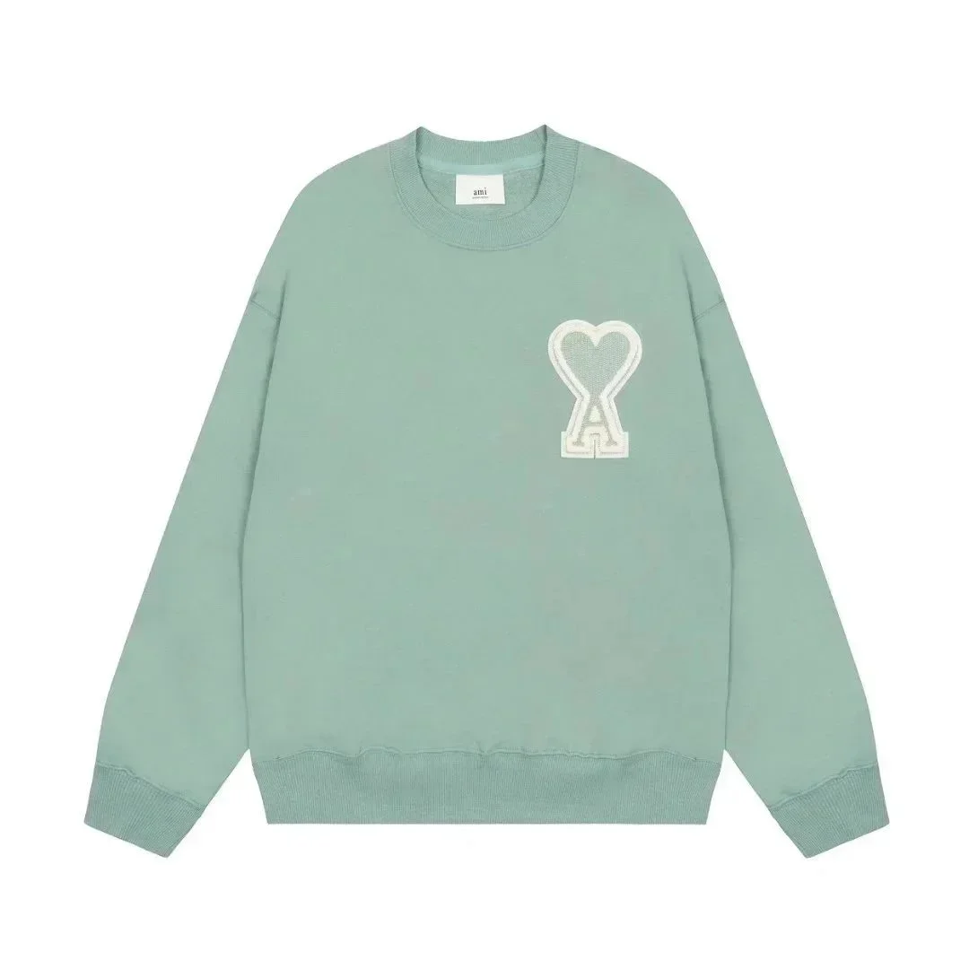 Ami Paris Ami Oversized Heart Patch Sweatshirt Mint Green Green - 1