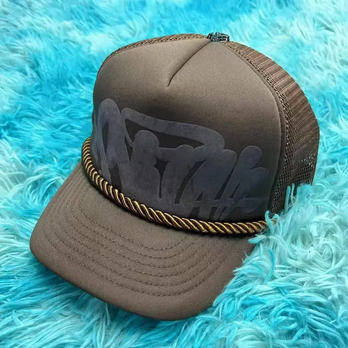 Other Trucker Hat with Rope Detail in Sponge Rope Coffee Brown - 1