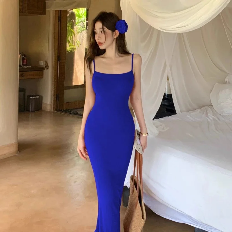 Other 宝蓝Blue Casual Maxi Dress Blue - 1