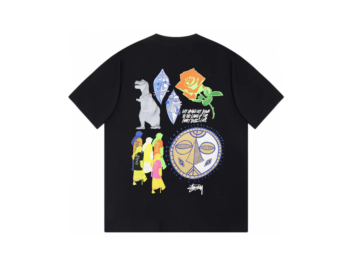 Stussy Stussy Stüssy T-Shirt Black Multicolor Graphic Black - 1