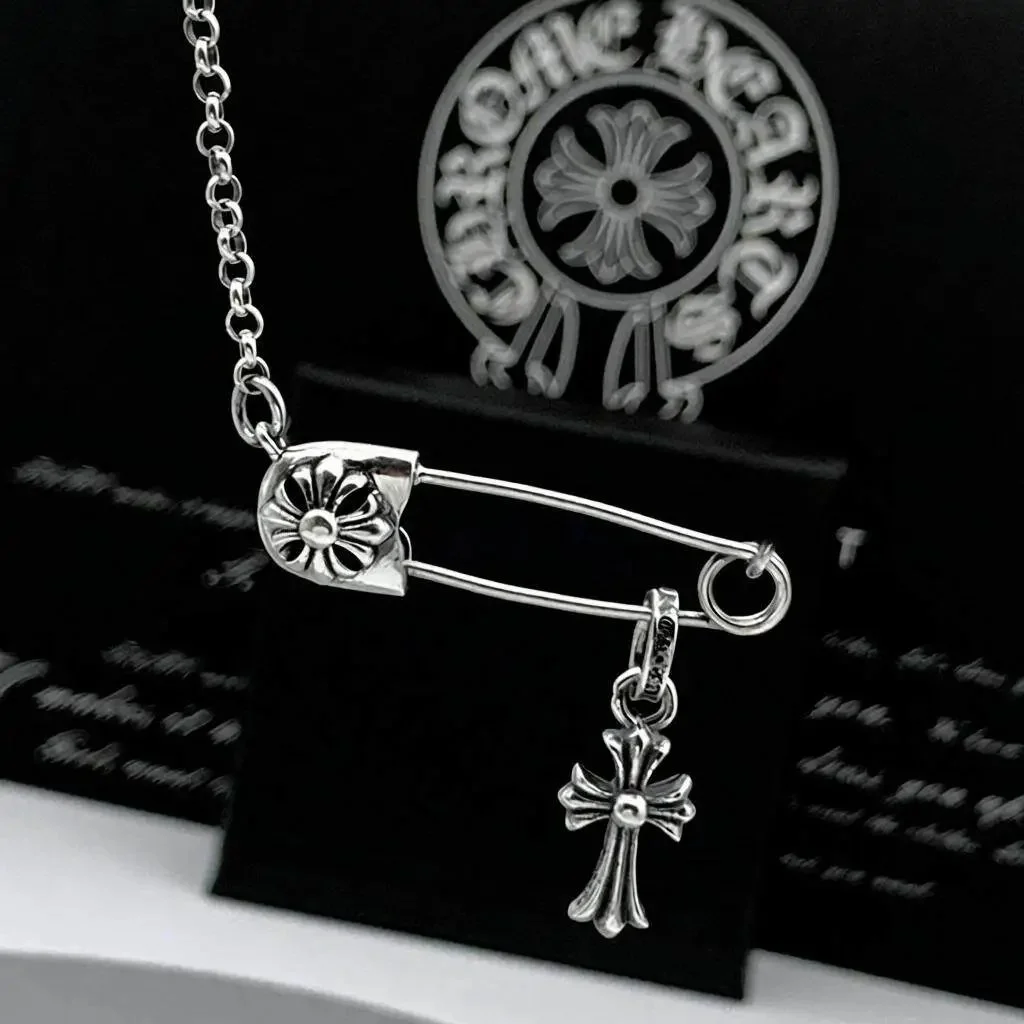 Chrome Hearts Chrome Hearts CH Cross Safety Pin Necklace Silver Silver - 1