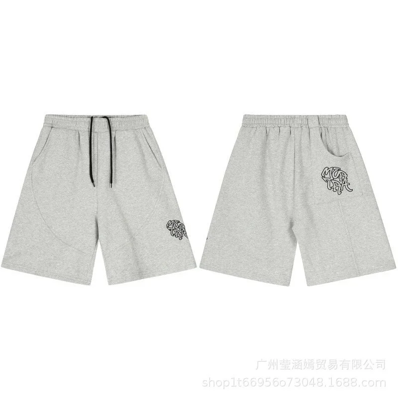 Other Unisex Grey Solid Graphic Print Shorts Grey - 1