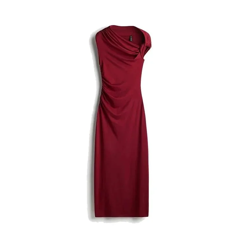 Red Asymmetric Draped Midi Dress — Oopbuy Spreadsheet find