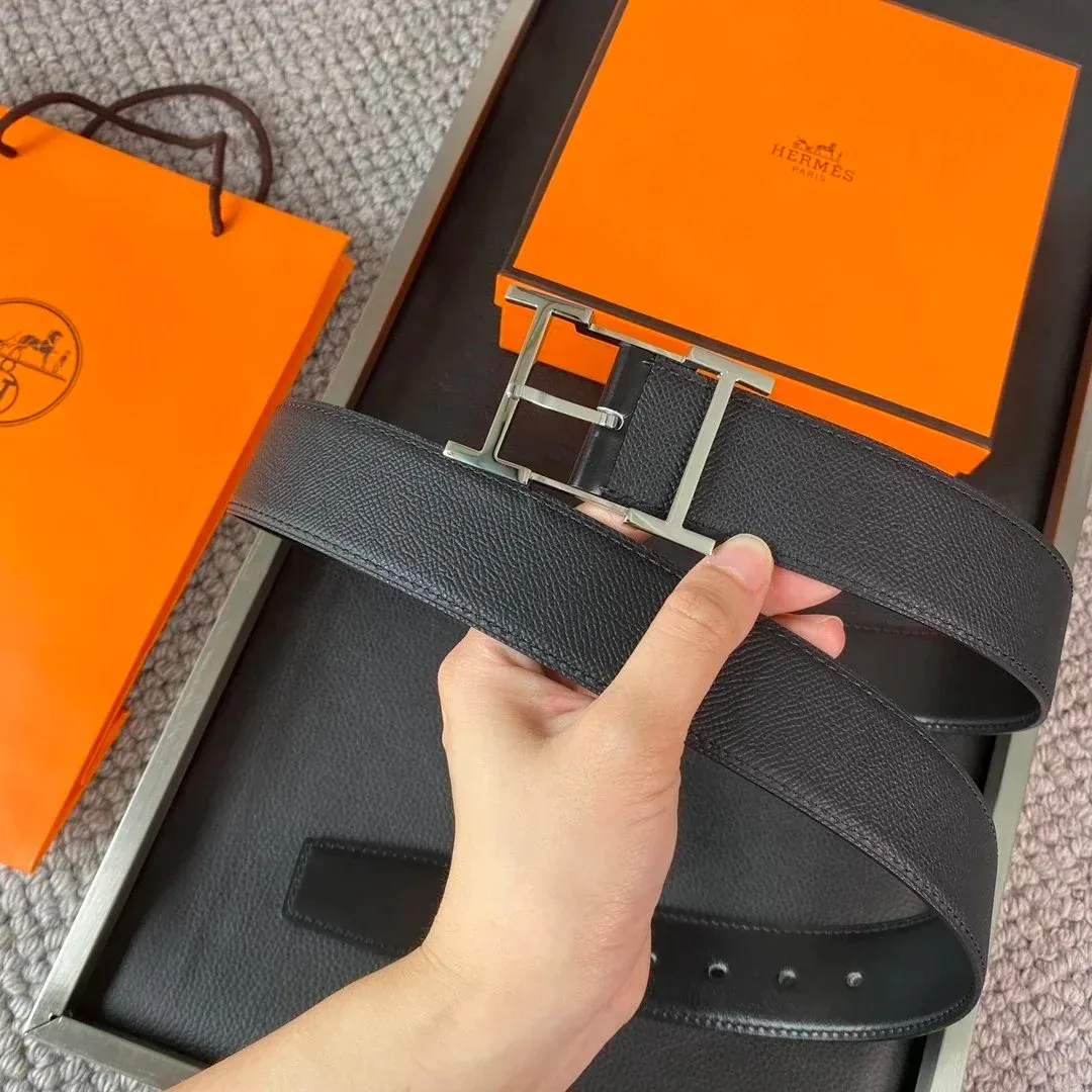 Hermès Hermès Black H-Buckle Leather Belt Black