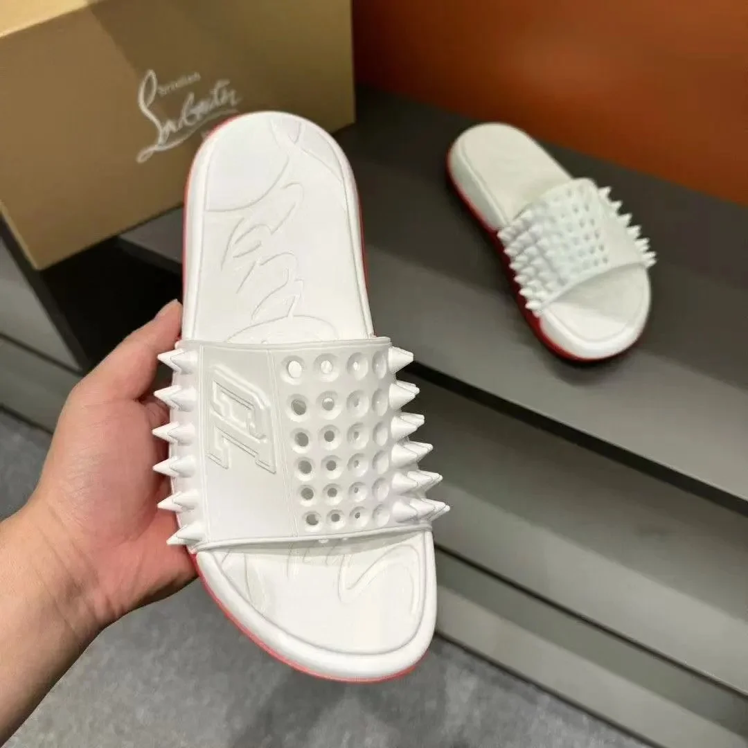 Christian Louboutin Christian Louboutin Loubi Spike Sandals White Red White - 1