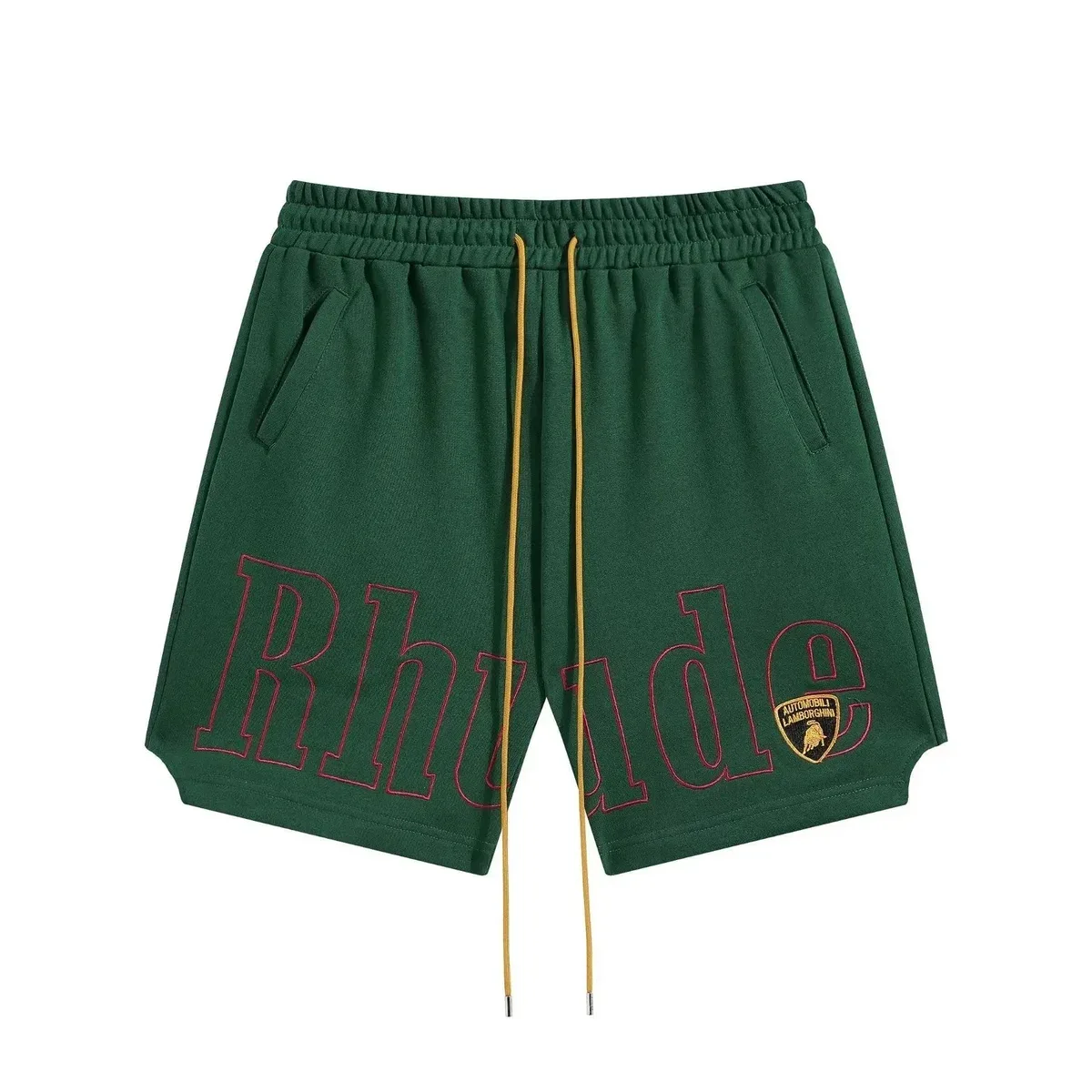Rhude Rhude Forest Green/Red Embroidery Shorts Green - 1