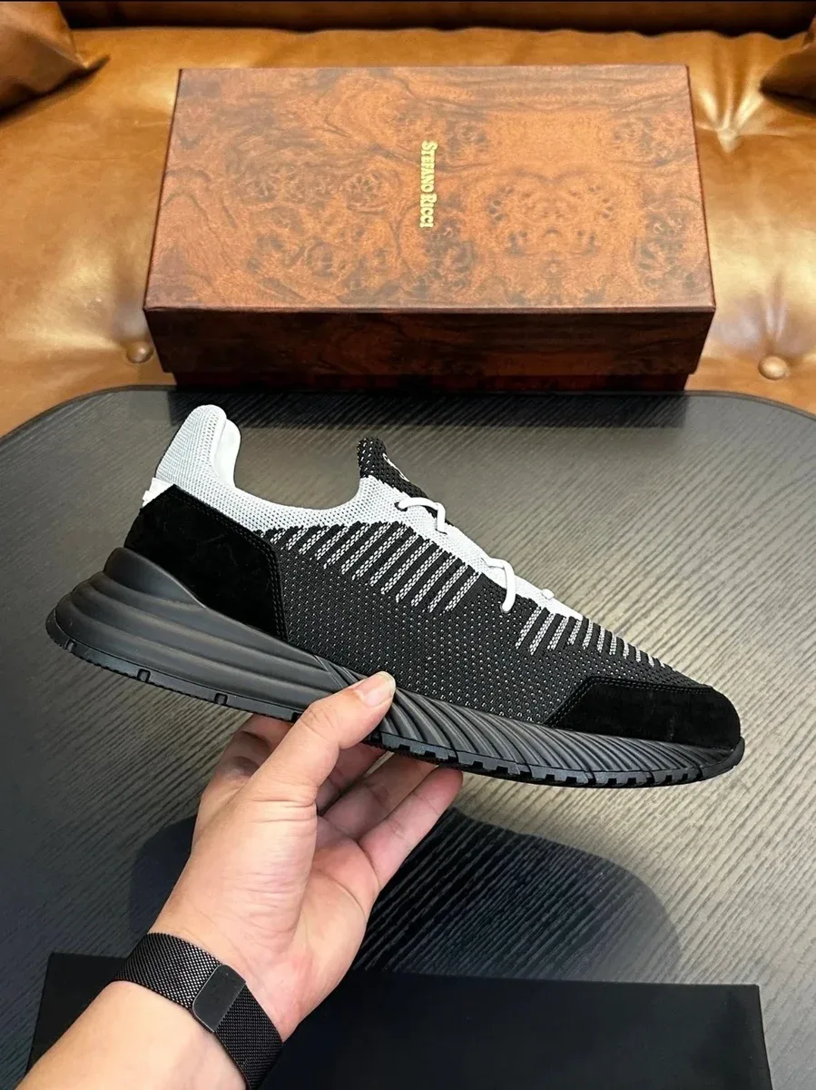 Stefano Ricci Stefano Ricci Black & White Leather Sneakers Black - 1