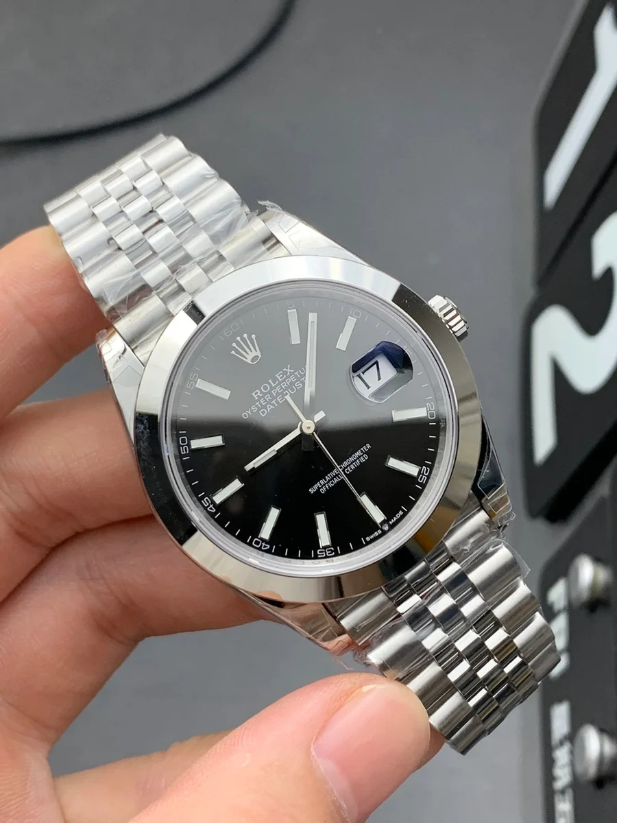 Rolex Rolex Datejust Black Dial Silver Bracelet Watch Black