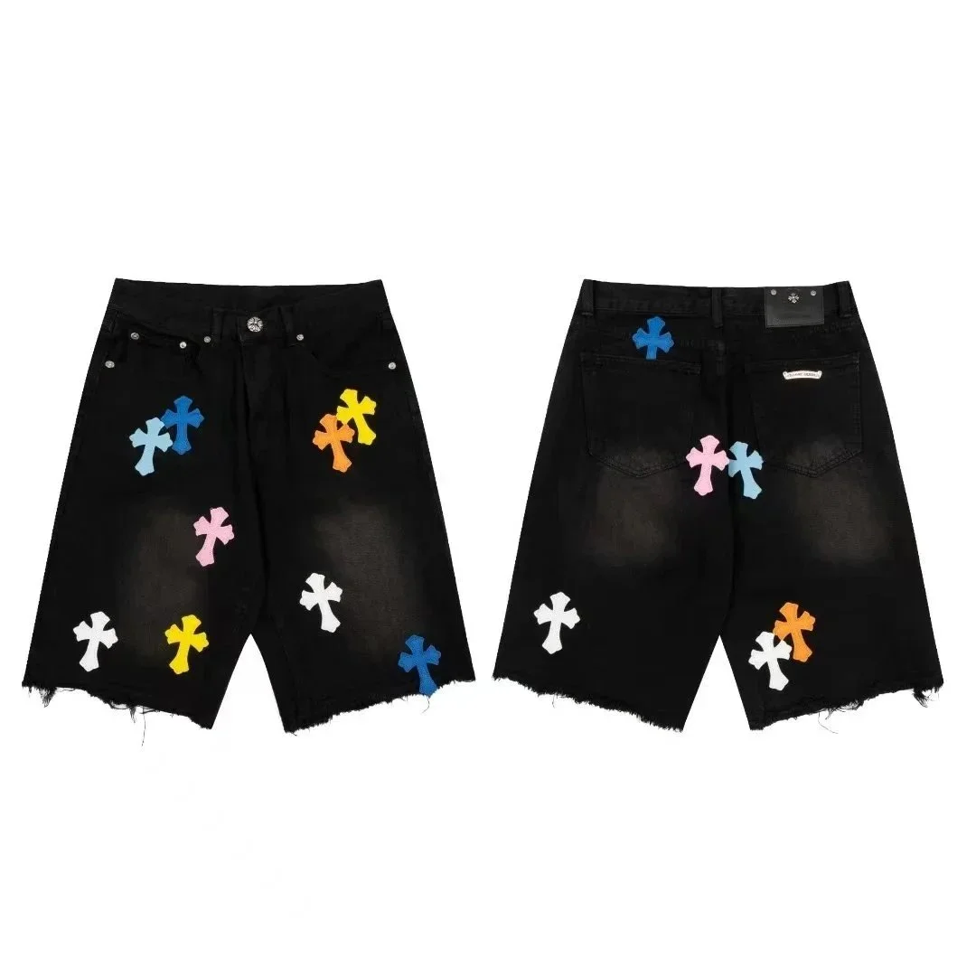 Chrome Hearts Chrome Hearts CH Cross Multi Color Cross Denim Shorts Black