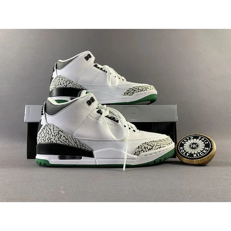 Nike Nike Air Jordan 3 White Cement Green Basketball Sneakers White