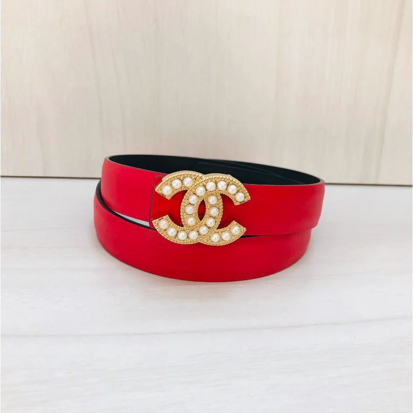 Chanel Chanel Red CC Pearl Belt Red