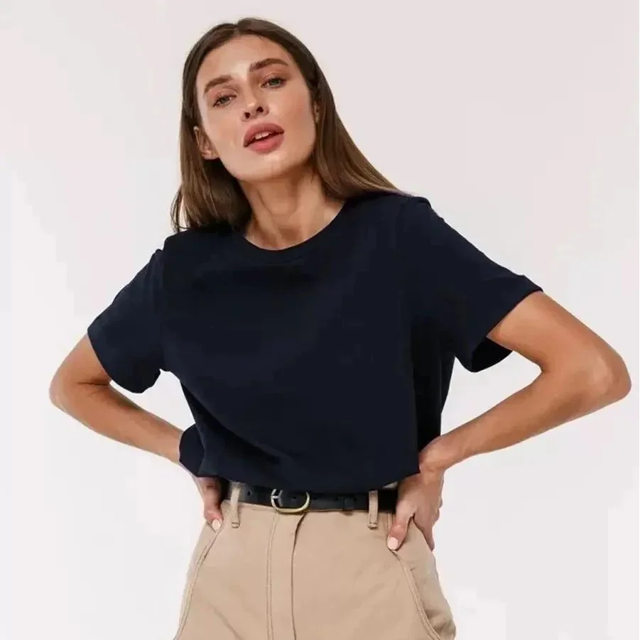Other Navy Solid T-Shirt Casual Top Navy - 1
