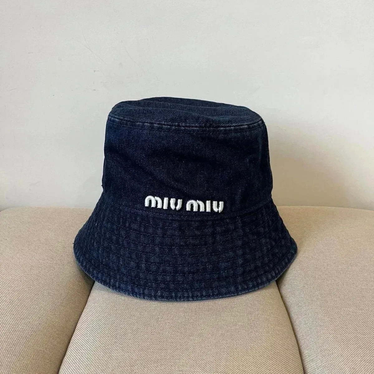 Miu Miu Miu Miu Denim Blue Bucket Hat Navy