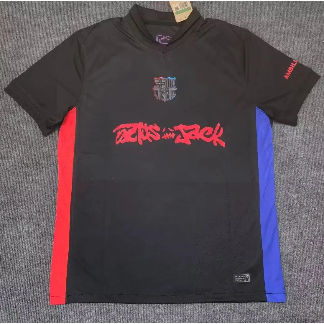 Adidas Adidas Barcelona x Travis Scott Classic Football Jersey Black Red Blue Black - 1