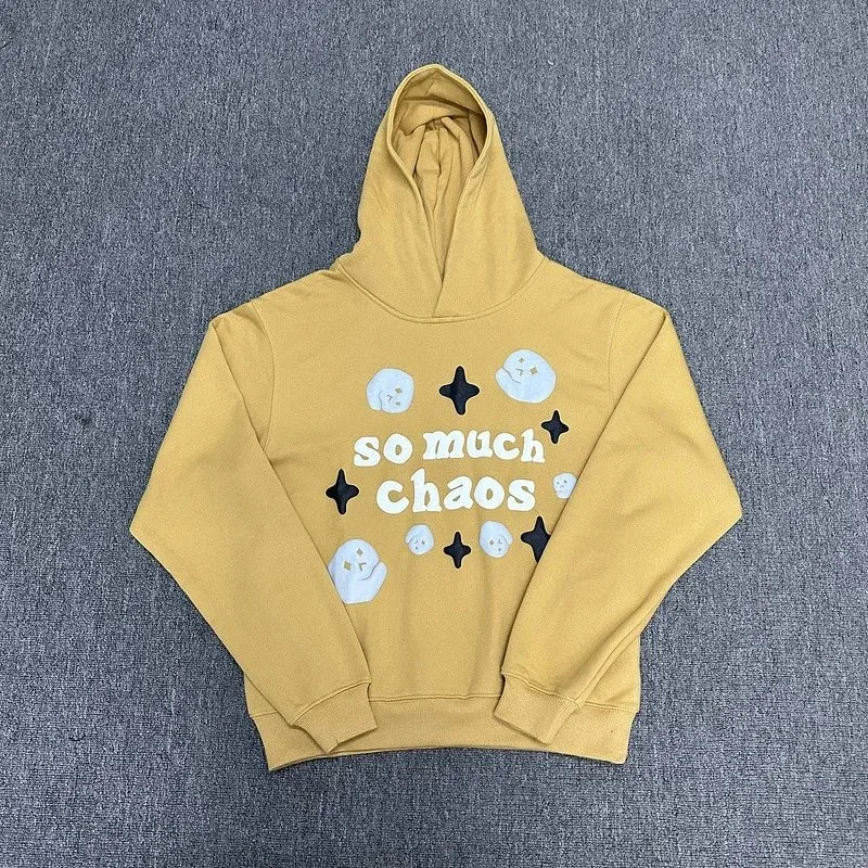 Other Unisex Yellow 'So Much Chaos' Hoodie Yellow - 1