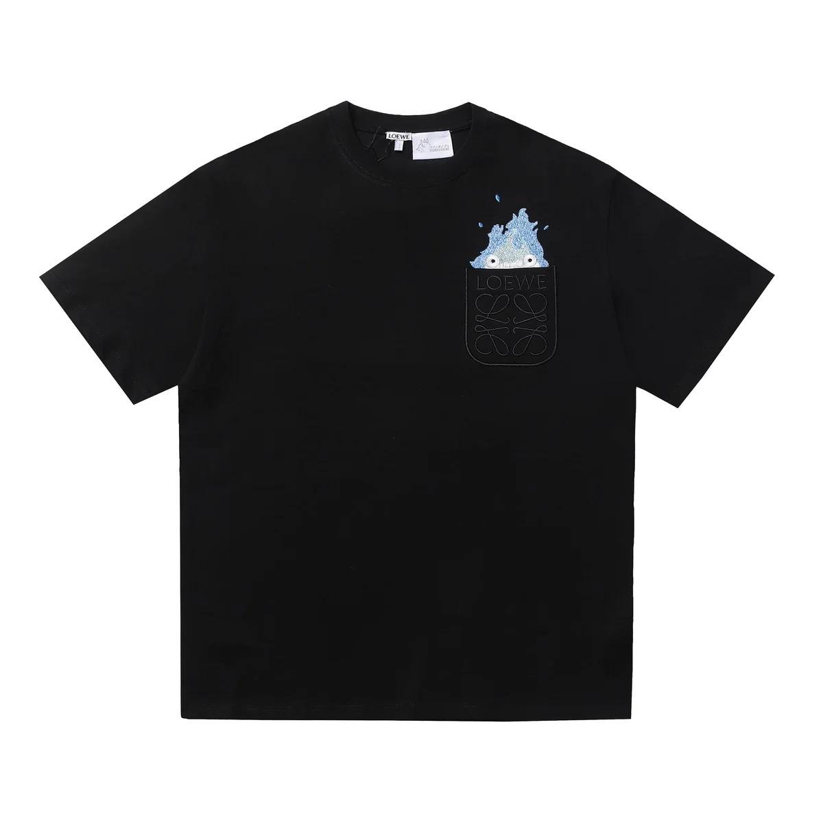 Loewe Loewe Pocket T-Shirt Black with Blue Embroidery T-Shirts Black - 1