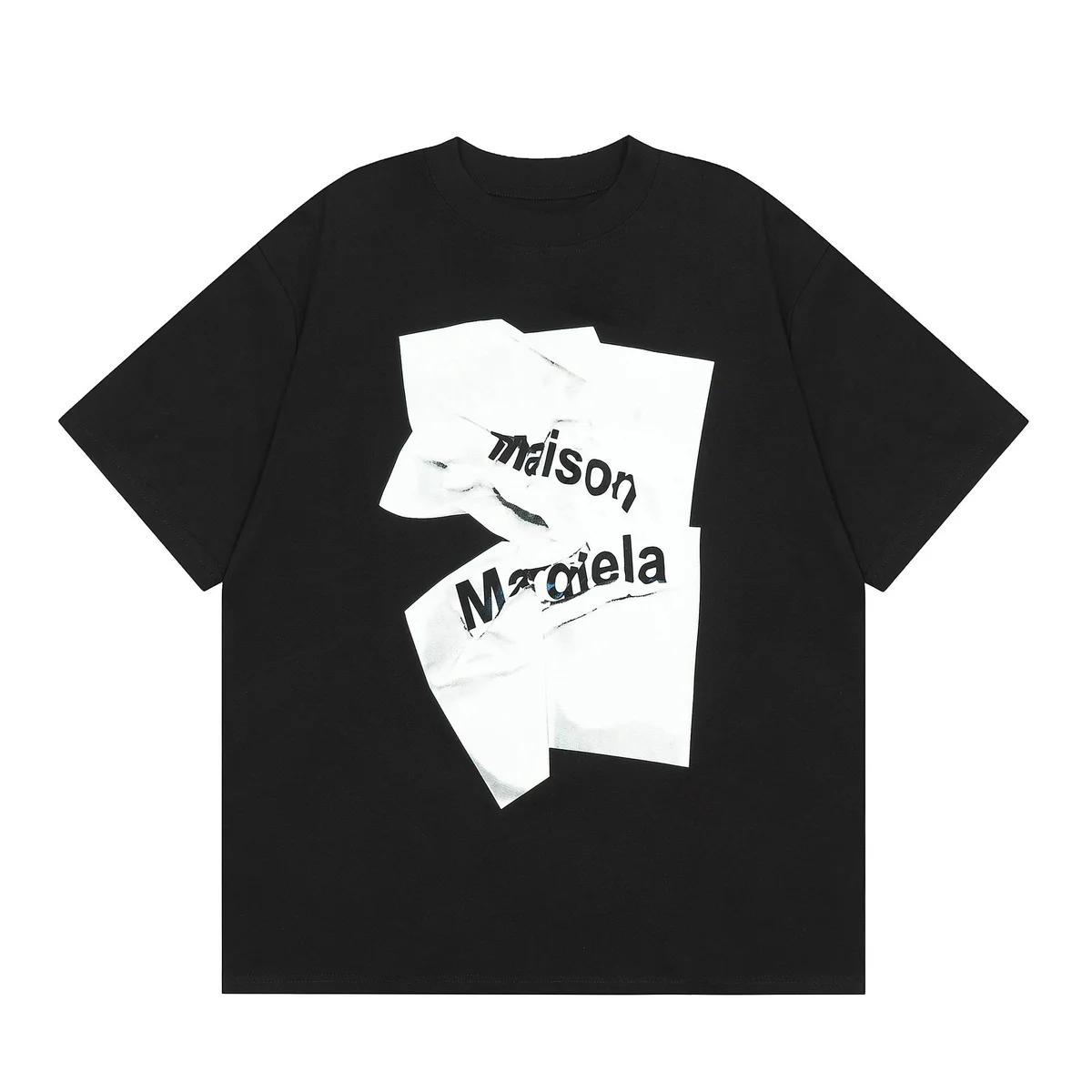 Maison Margiela Maison Margiela Tabi Black Crumpled Paper T-Shirt Black - 1