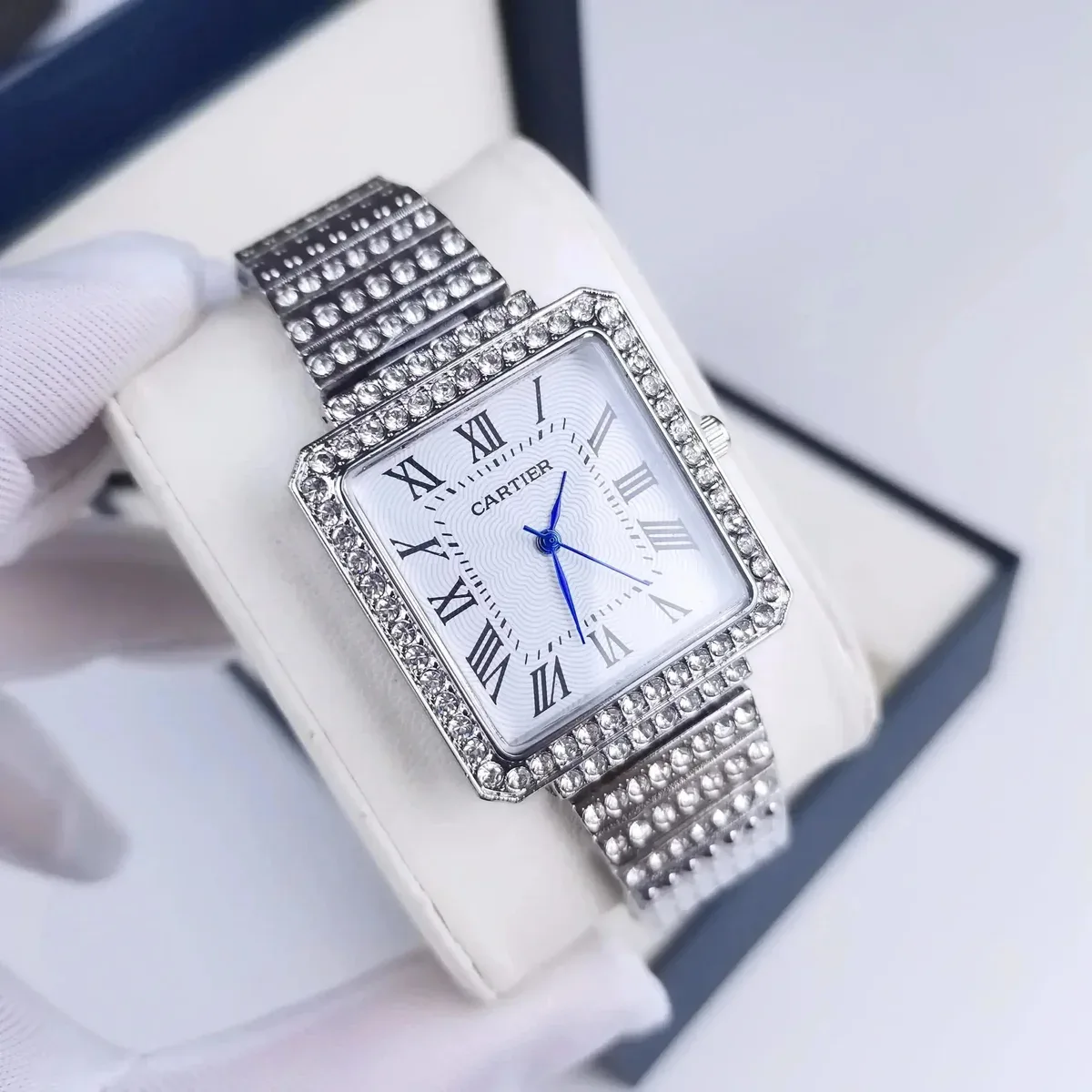 Cartier Cartier Soleil Blanc Square Watch Silver White Silver - 1