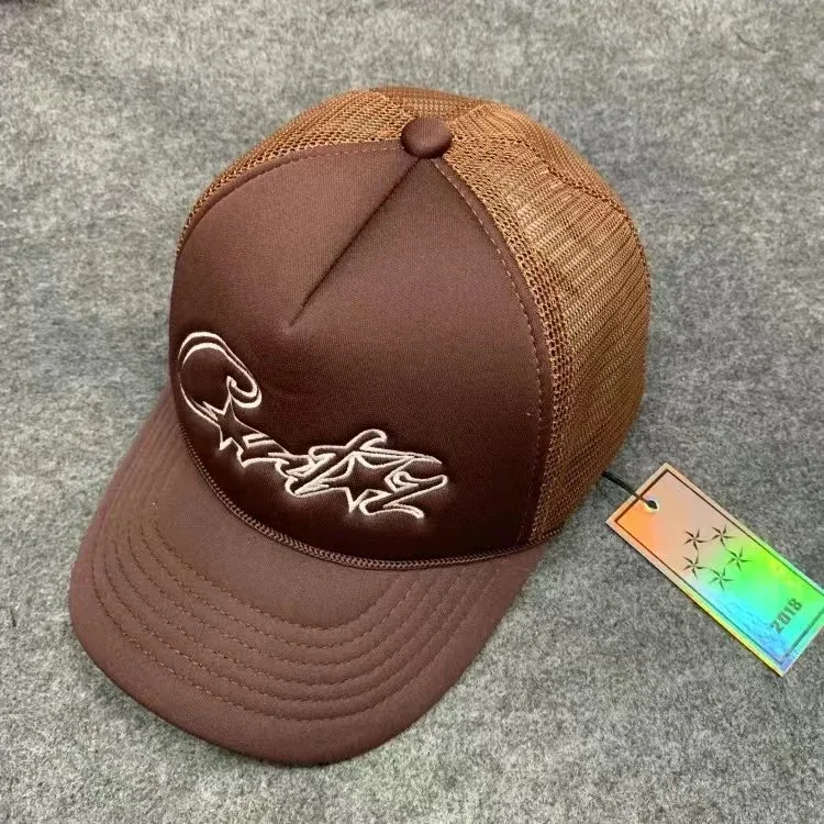 Other Brown Embroidered Trucker Cap Headwear Brown - 1