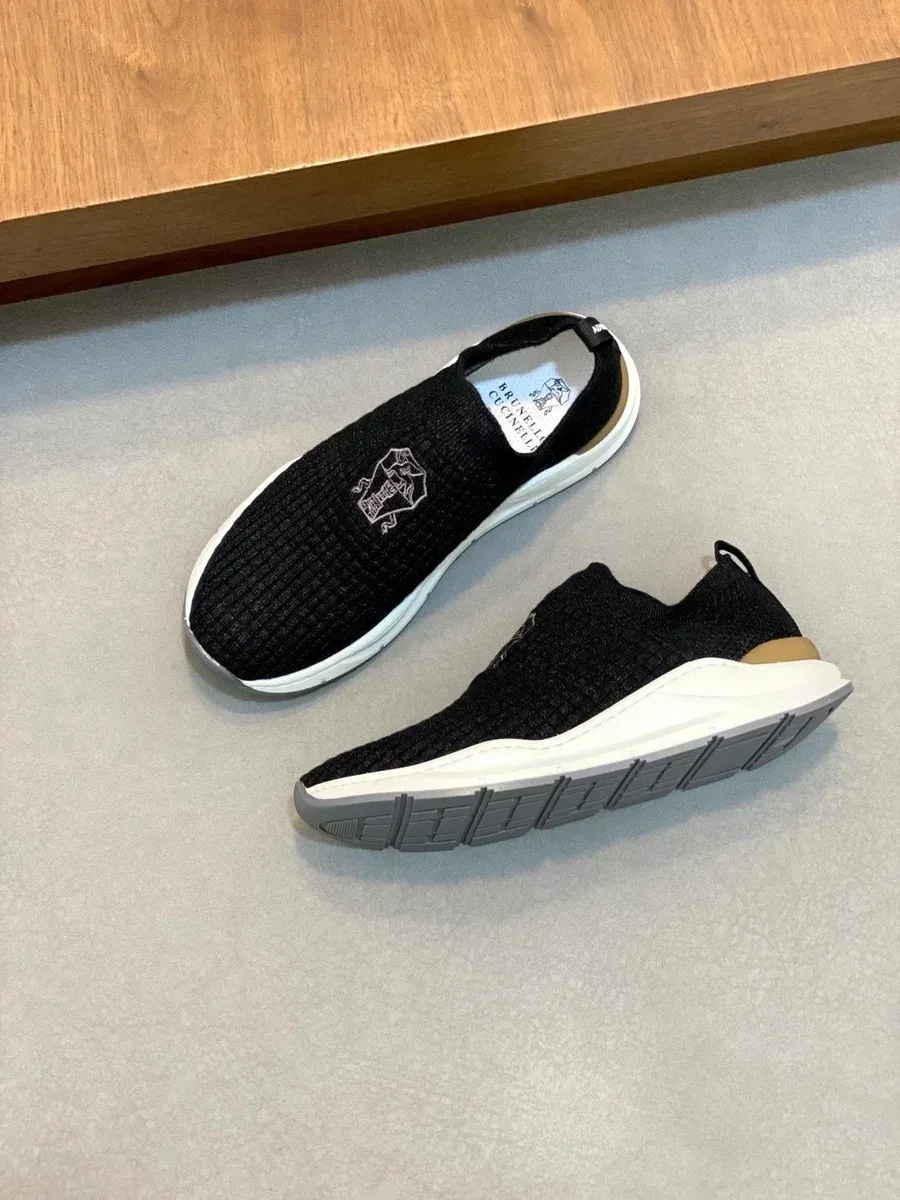 Other Brunello Cucinelli Black Knit Slip-On Sneakers Black - 1