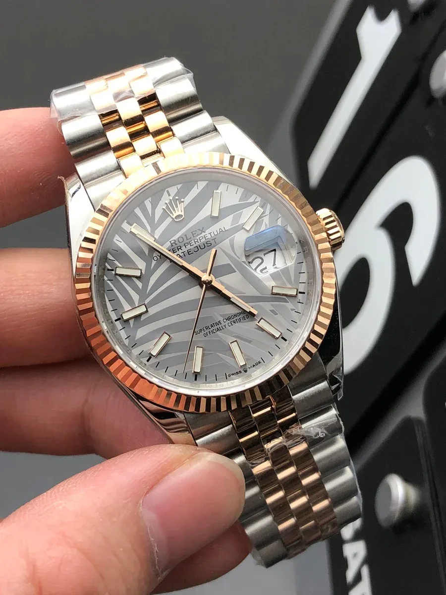 Rolex Rolex Datejust Palm Tree Grey Two-Tone Watch Grey