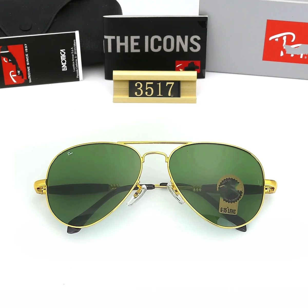 Ray-Ban Ray-Ban Aviator 3517 Gold Green Sunglasses Gold