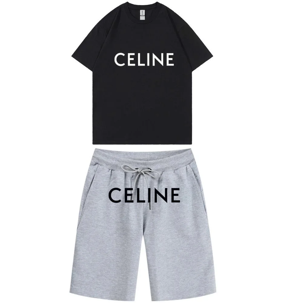 Celine Celine Classic Logo Black/Grey Co-ord Set Black