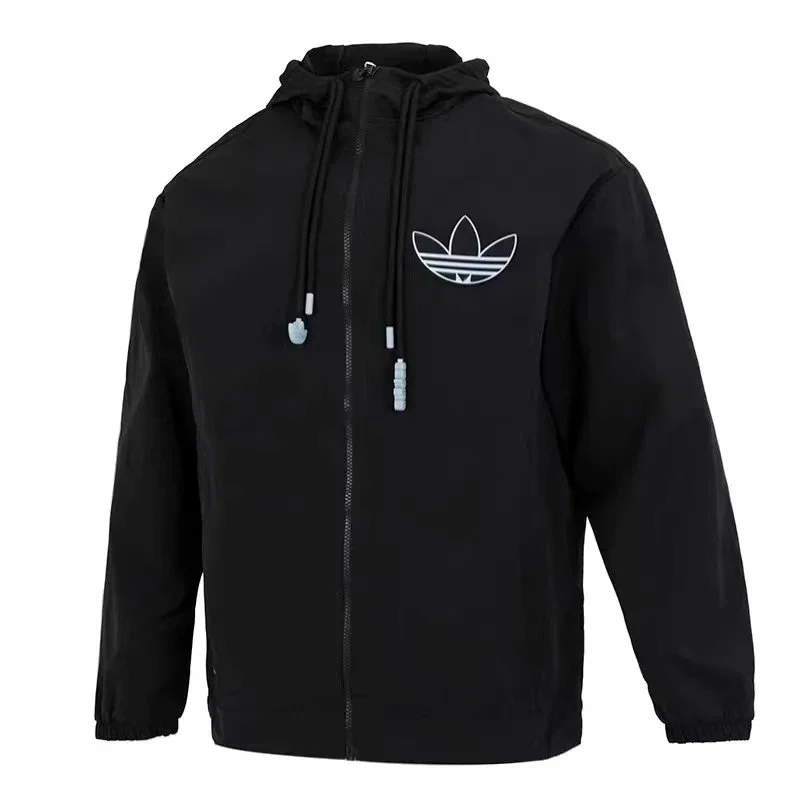 Adidas Adidas Trefoil Black Zip-Up Hooded Jacket Black
