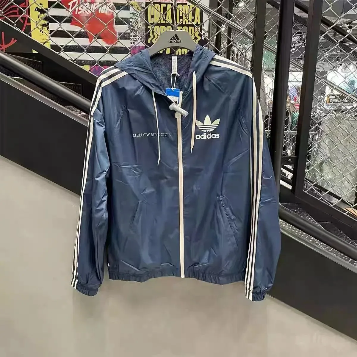Adidas Adidas Three Stripes Hooded Track Jacket Navy/White Navy