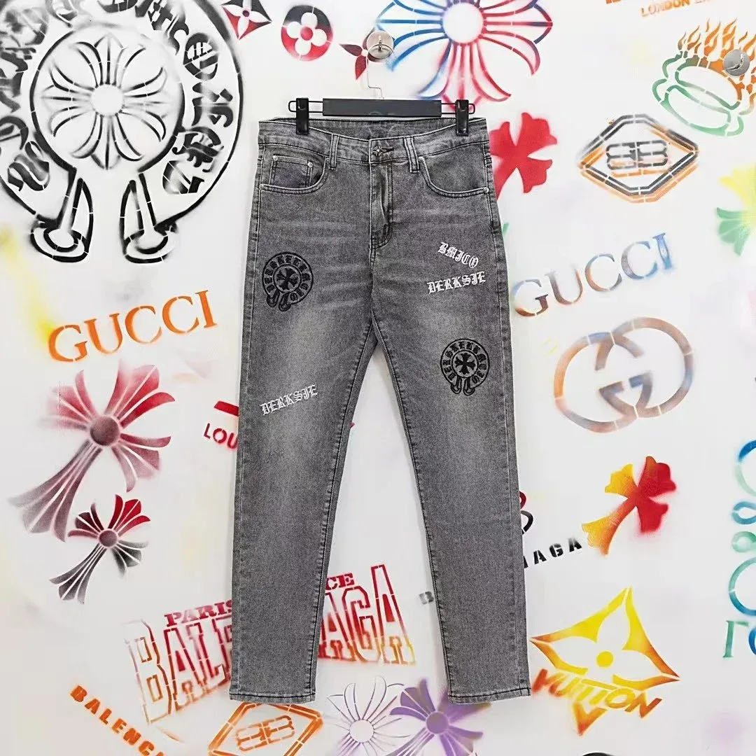 A Bathing Ape A Bathing Ape Embroidered Grey Denim Jeans Grey - 1