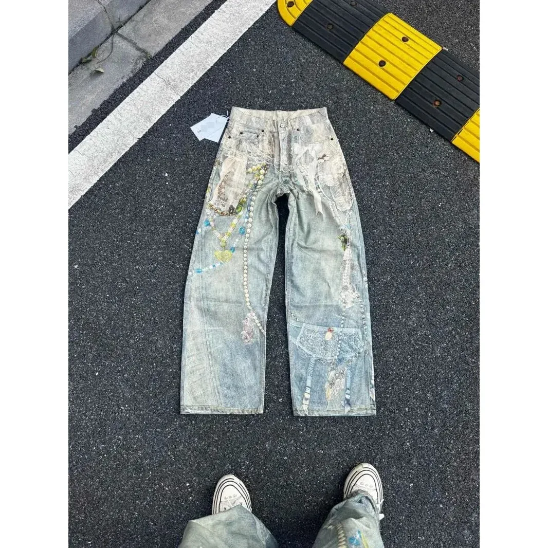 Other 1981 Lace Pearl Chain Jeans Blue - 1