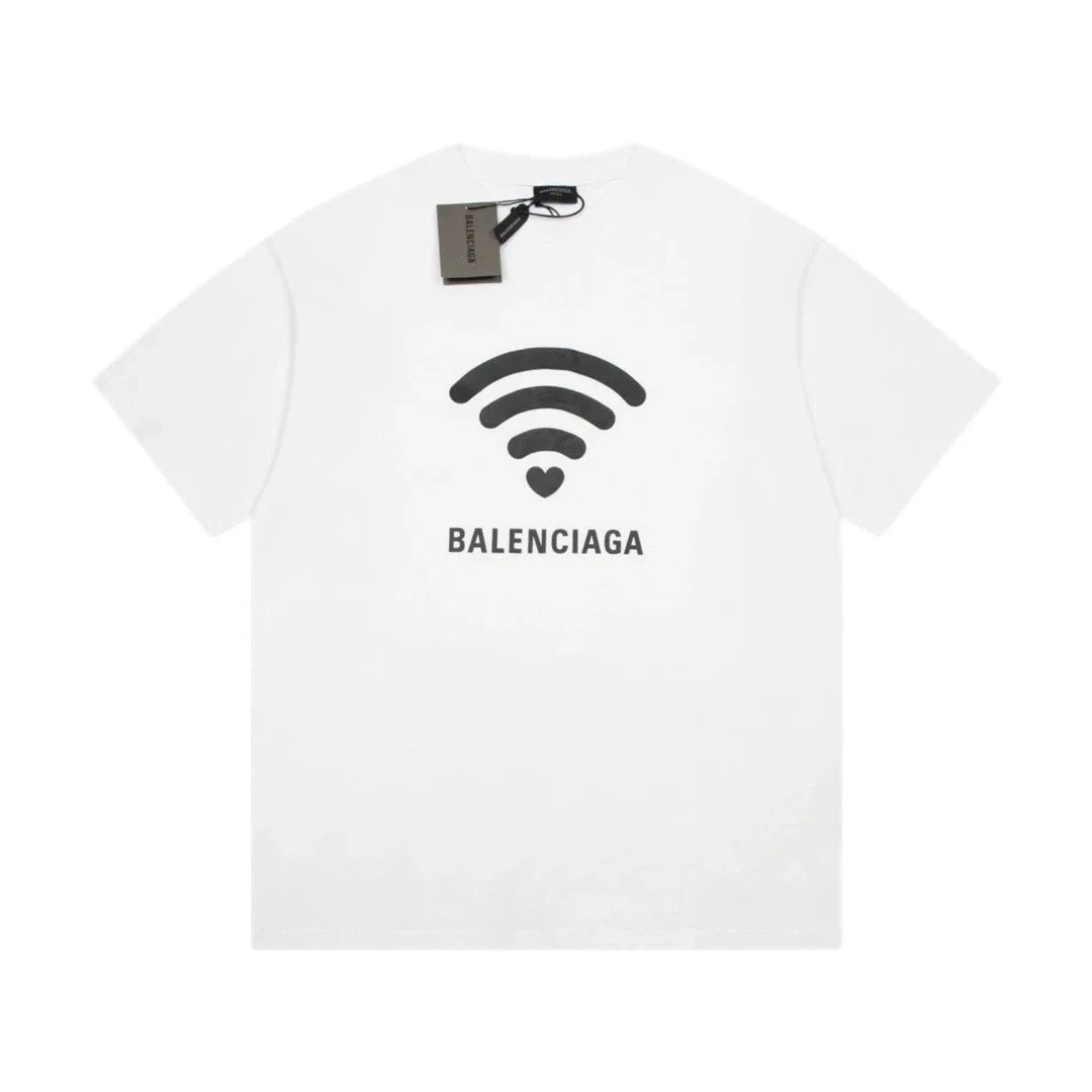 Balenciaga Balenciaga WiFi Heart T-Shirt White T-Shirts White - 1
