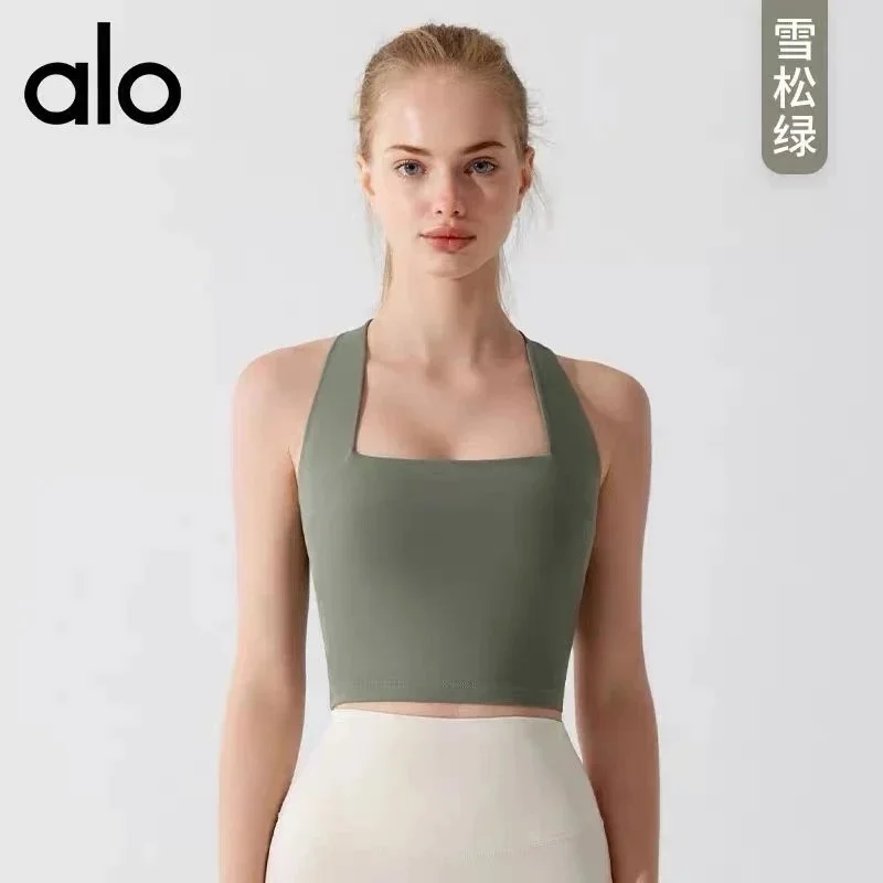 Alo Yoga Alo Square Neck Crop Top Snow Cedar Green Underwear & Swim Green - 1