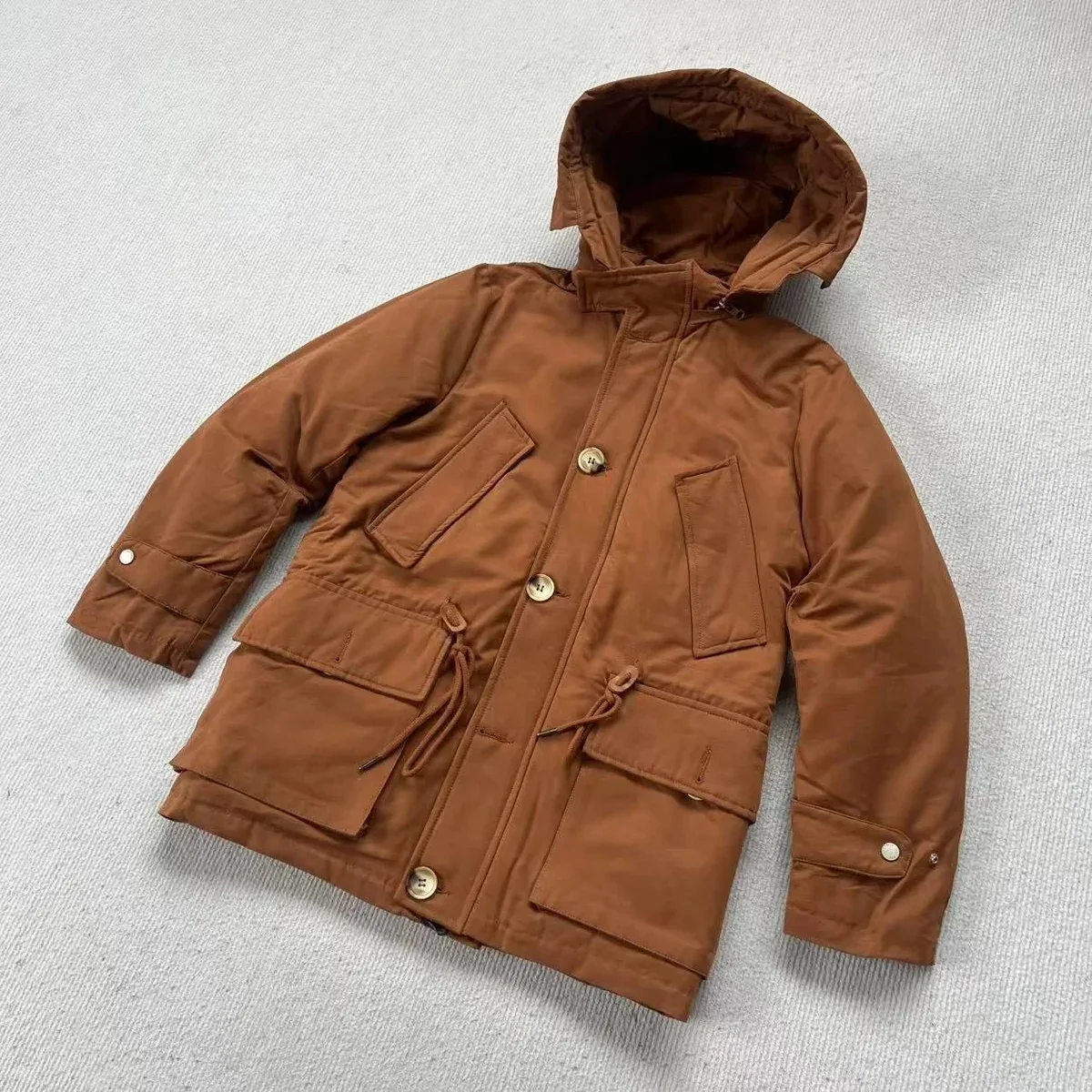 Other Unisex Brown Parka Coat with Hood Brown - 1