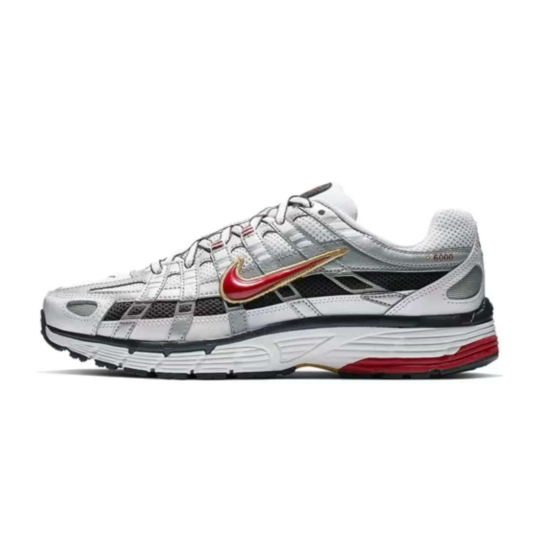 Nike Nike P-6000 Silver/Black/Red Running Shoes Silver