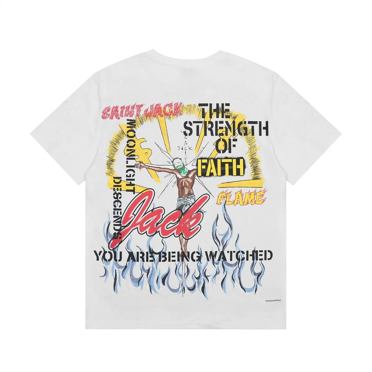 Travis Scott Travis Scott Cactus Jack The Strength of Faith White T-Shirt White - 1