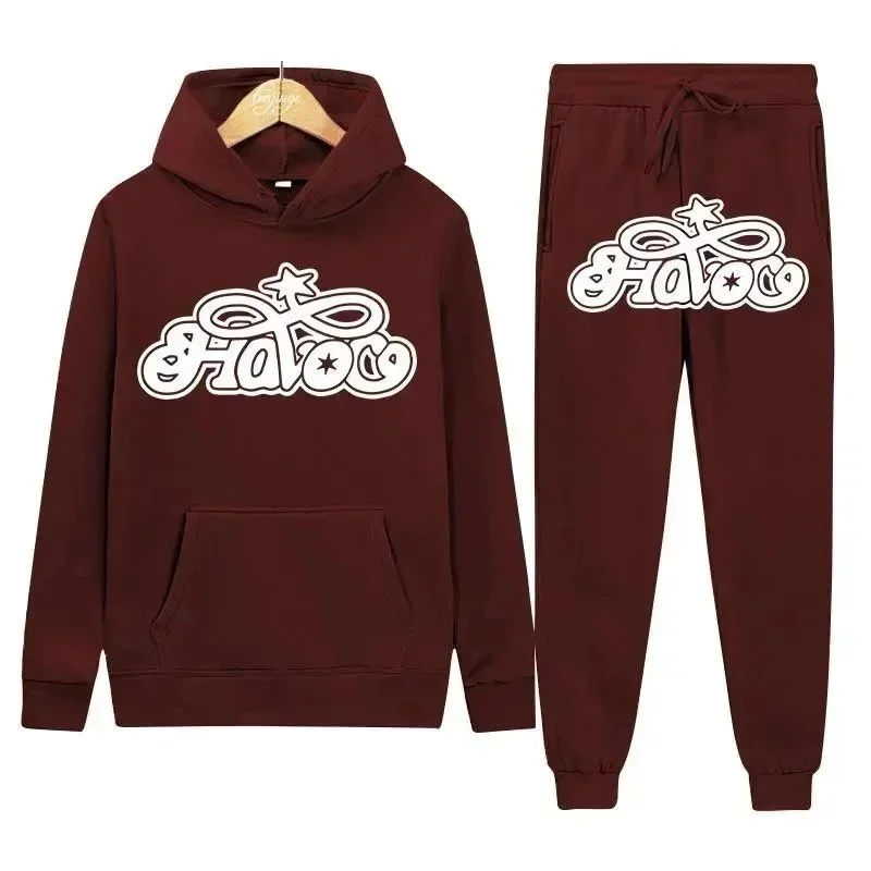 Other Havoc Co. DD-03 Burgundy Hoodie & Sweatpants Set Brown - 1