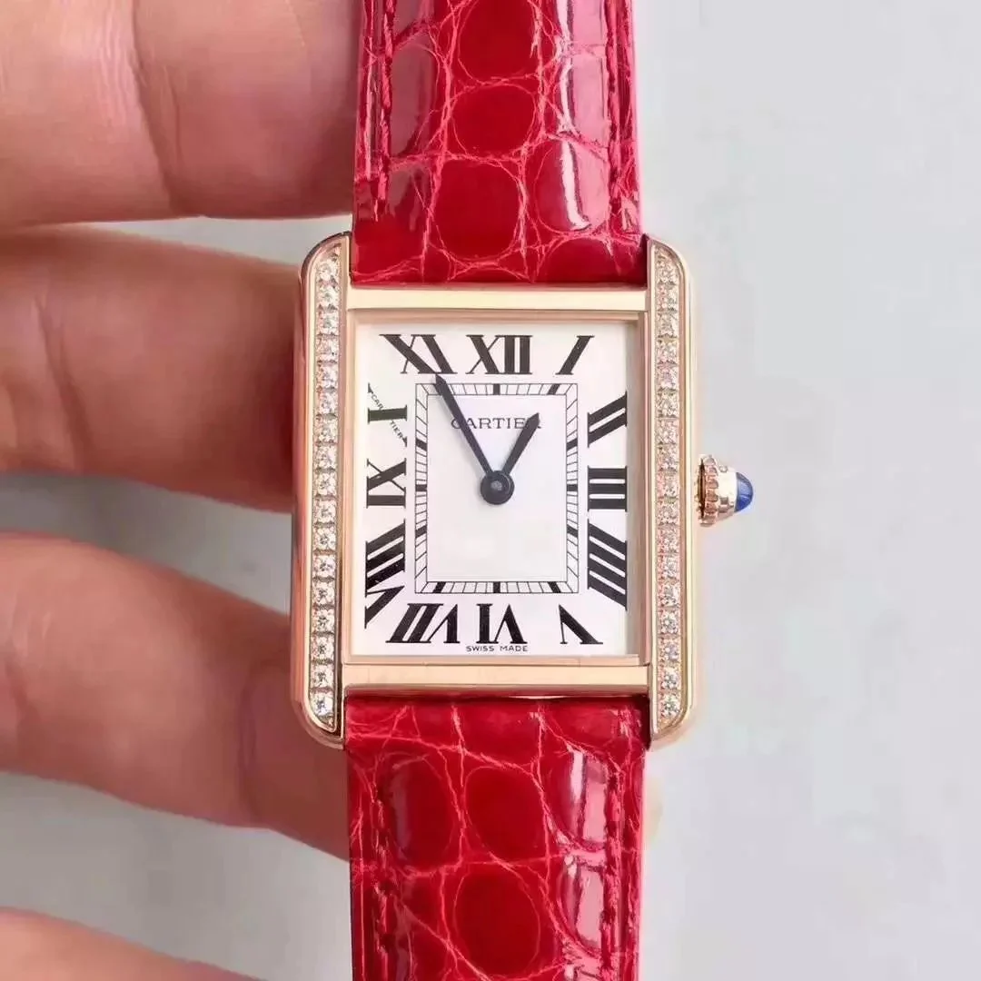 Cartier Cartier Tank Red Crocodile Leather Watch Red