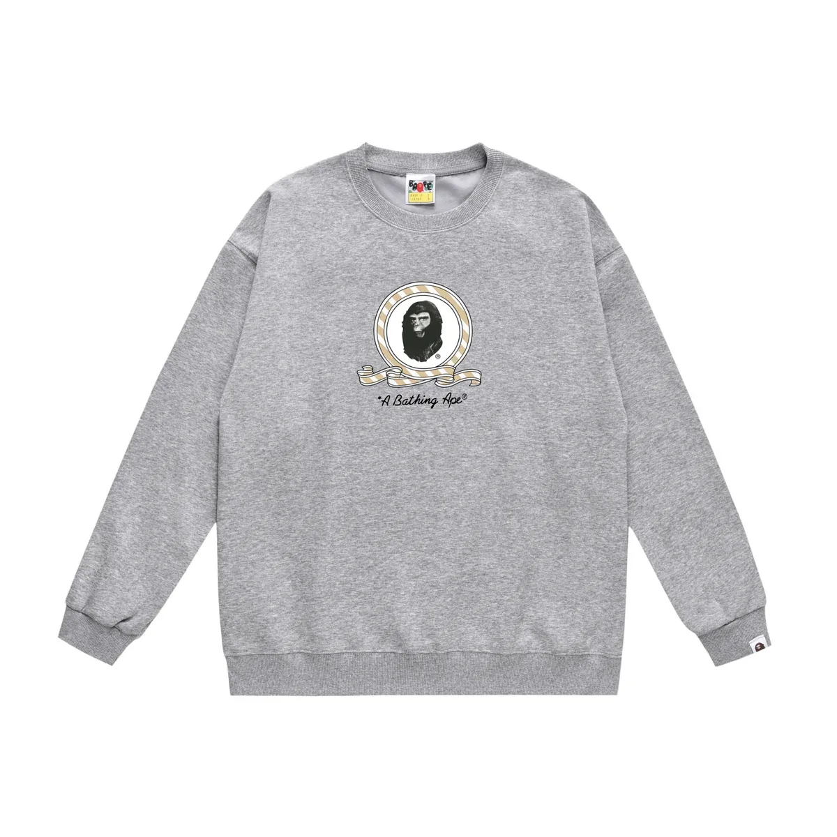 A Bathing Ape A Bathing Ape Grey BAPE STA Graphic Crewneck Sweatshirt Grey - 1