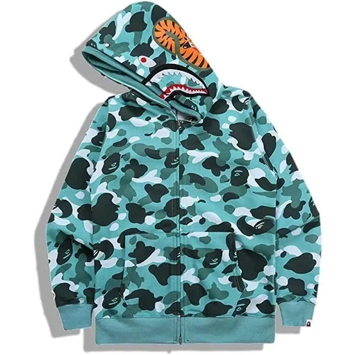 A Bathing Ape A Bathing Ape BAPE STA Camo Shark Hoodie Blue - 1