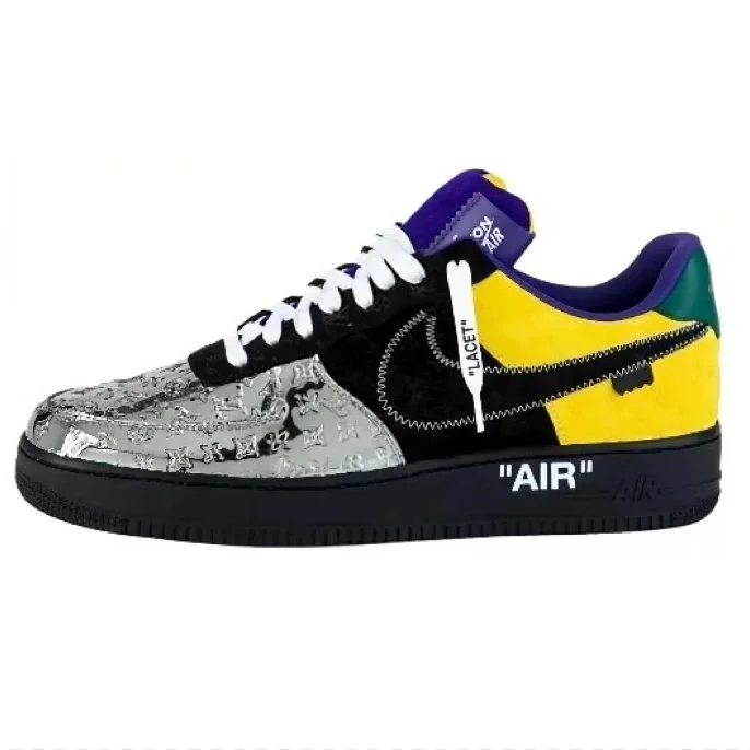 Nike Nike Air Force 1 Off-White 'Silver Yellow Black Hook' Sneakers Silver - 1